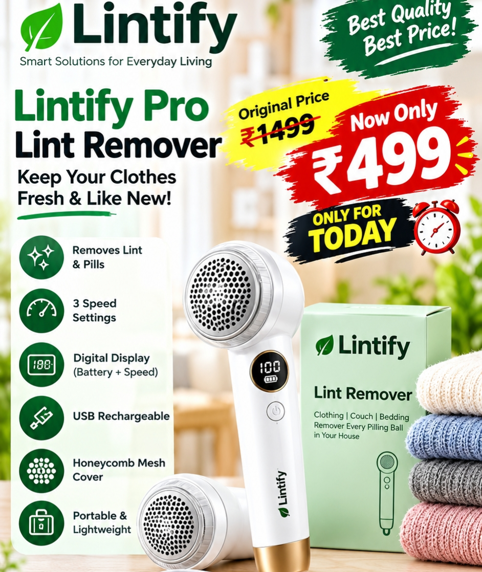 Lintify Pro Lint Remover  Rechargeable Fabric                    1718+ Reviews ⭐⭐⭐⭐⭐    1499 ❌499✅ Only for today